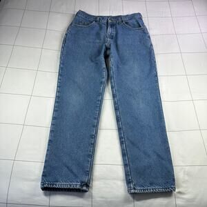 L.L. Bean Jeans Mens 35 Blue Flannel Lined USA Made 100% Cotton Warm Casual